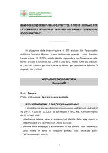 fac-simile domanda concorso Operatore socio sanitario