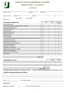 piano di studi - Ingegneria di Internet