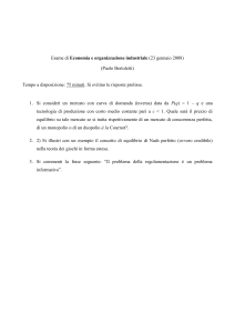 Esame di economia e organizzazione industriale (29 gennaio 2002)