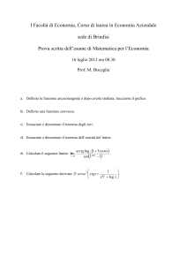 Facoltà di Economia Corso di laurea in Economia Aziendale sede di