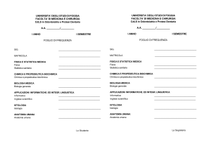I ANNO I Semestre - Facoltà di Medicina e Chirurgia