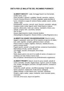 DIETA PER LE MALATTIE DEL ICAMBIO PURINICO
