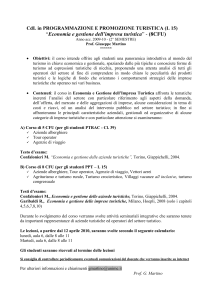 Economia e gestione dell`impresa turistica (SECS-P