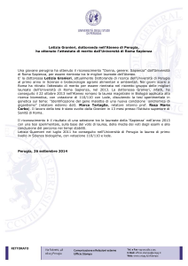 Letizia Granieri, dottoranda nell`Ateneo di Perugia