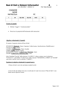 Basi di Dati e Sistemi Informativi