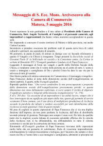Messaggio dell`Arcivescovo alla Camera di