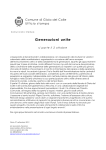 Comune di Gioia del Colle Ufficio stampa Comunicato Stampa