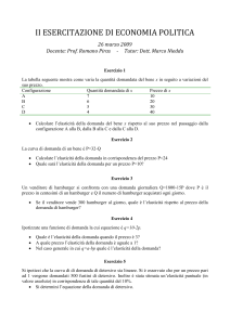 II ESERCITAZIONE DI ECONOMIA POLITICA 26 marzo 2009