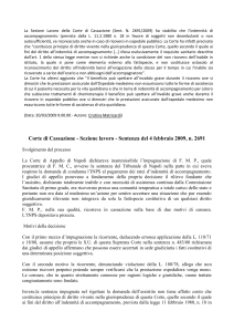 La Sezione Lavoro della Corte di Cassazione (Sent. N. 2691/2009