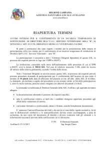 RIAPERTURA AVVISO ART.18 VETERINARIO
