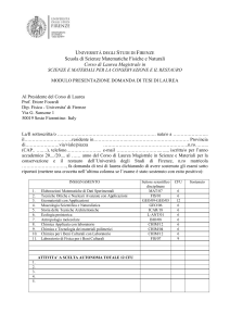 - Corso di Laurea Magistrale in Scienze e Materiali per la