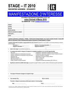 SCHEDA DI MANIFESTAZIONE DI INTERESSE