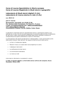 Corso di Laurea in Scienze Storiche