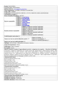 Facoltà: INGEGNERIA Corso di Laurea: INGEGNERIA Indirizzo
