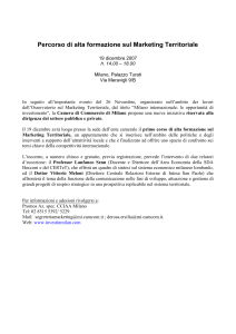 Percorso di alta formazione sul Marketing Territoriale