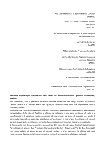 Alla Soprintendenza ai Beni Artistici e Culturali SALERNO A Sua