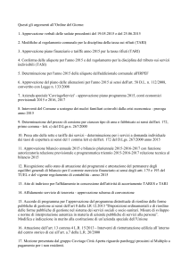 Questi gli argomenti all`Ordine del Giorno