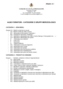 albo fornitori - categorie e gruppi merceologici