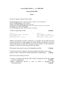 Corso di Basi di Dati (laurea n