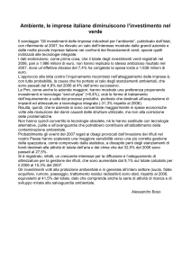 Ambiente, le imprese italiane diminuiscono l`investimento nel verde