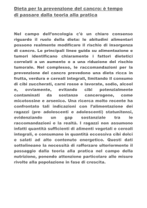 Dieta per la prevenzione del cancro.