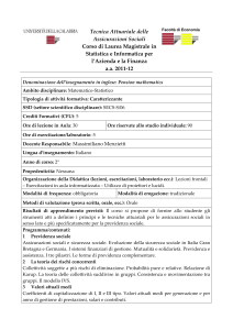 Tecnica Attuariale delle Assicurazioni Sociali Corso di Laurea