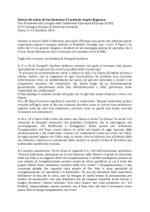 Sintesi del saluto di Sua Eminenza il Cardinale Angelo Bagnasco