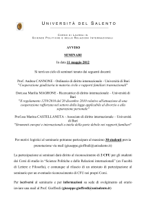Università del Salento Corso di Laurea in Scienze Politiche e delle