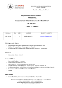 Programma dell`insegnamento TIROCINIO INFERMIERISTICO II
