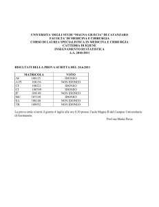 UNIVERSITA` DEGLI STUDI DI CATANZARO