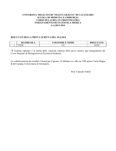 UNIVERSITA` DEGLI STUDI DI CATANZARO