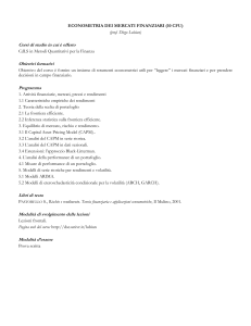 ECONOMETRIA DEI MERCATI FINANZIARI (10 CFU)