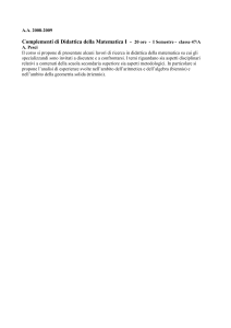 Complementi di Didattica della Matematica I