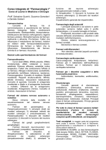 Corso integrato di "Farmacologia I"