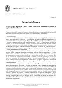 Prot. 58.10 Comunicato Stampa Oggetto: Lettera al clero del