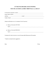 AVVISO MACROAREA DI ECONOMIA: TEST DI ACCESSO