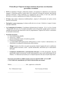 Protocollo per l`ingresso in lungo assistenza di persone con situazione