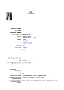 Curriculum Vitae Europass Informazioni personali Nome(i