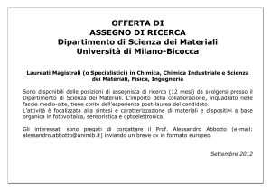 OFFERTA DI LAVORO - Dipartimento di Scienza dei Materiali