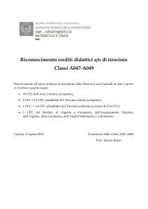 TFA 14_15 Riconoscimento crediti didattici e di tirocinio