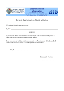 Dipartimento di Informatica Via E. Orabona, 4