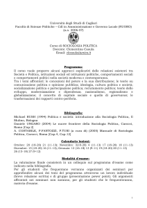 Docente: Clementina Casula - Facoltà di Scienze Politiche