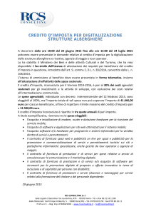 credito d`imposta per digitalizzazione strutture alberghiere