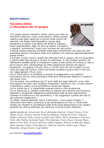Appello: Facciamo fallire il referendum del 21 giugno