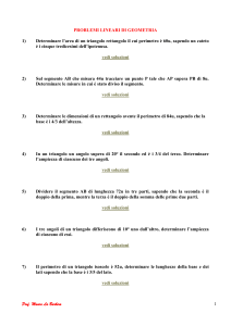 PROBLEMI LINEARI DI GEOMETRIA 1) Determinare l`area di un