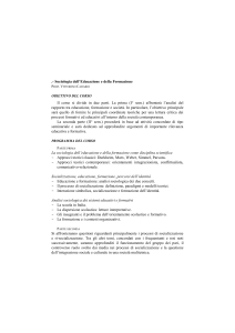 Sociologia dell`Educazione e della Formazione