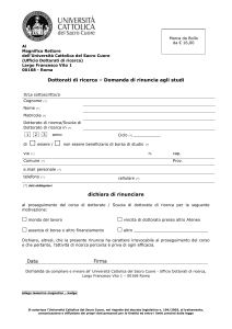 Domanda di rinuncia agli studi - Università Cattolica del Sacro Cuore