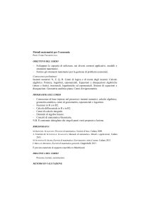 Metodi matematici per l`economia
