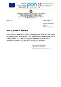 Comunicazione n. 150 lezione straordinaria di pianoforte