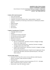 Tecniche Radiologiche in RM - Facoltà di Medicina e Chirurgia